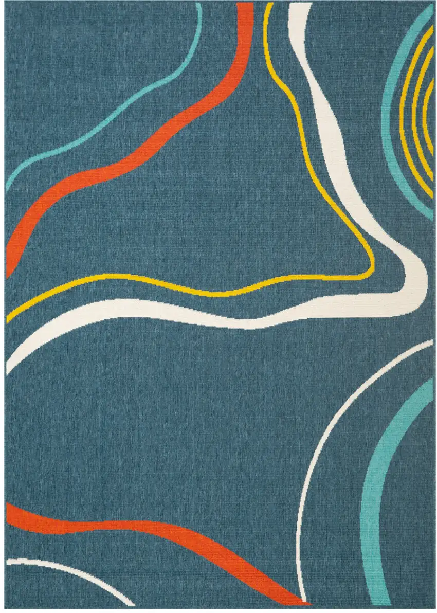 Navy Blue And Red Abstract Area Rug Photo 2