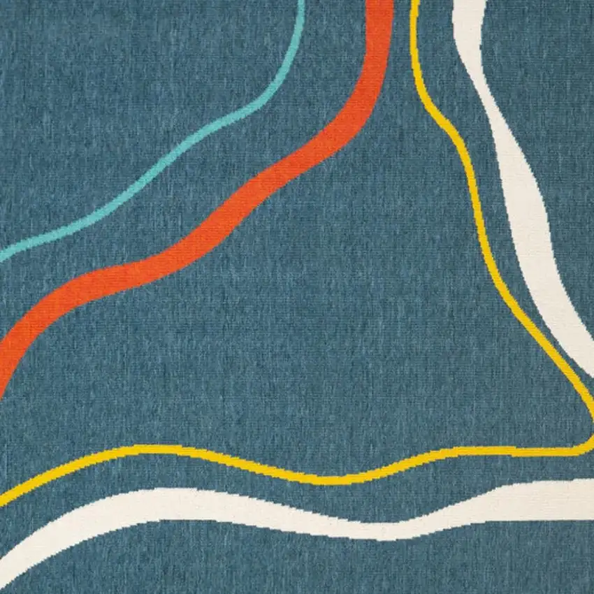 Navy Blue And Red Abstract Area Rug Photo 4