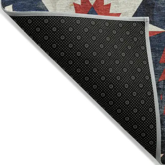 Navy Blue And Red Aztec Washable Indoor Outdoor Area Rug Photo 8