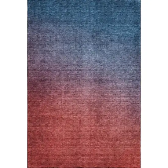 Navy Blue And Red Ombre Washable Area Rug With UV Protection Photo 2