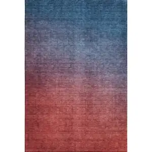 Photo of Navy Blue And Red Ombre Washable Area Rug With UV Protection