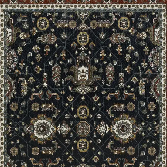 Navy Blue And Rust Oriental Area Rug With Fringe Photo 6