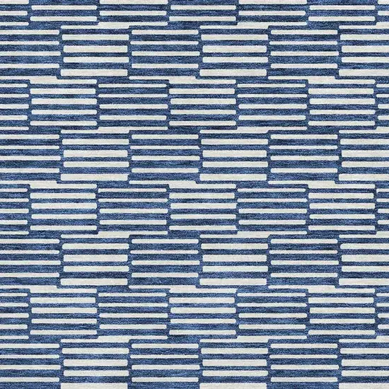 Navy Blue And Silver Abstract Geometric Washable Area Rug With UV Protection Photo 4