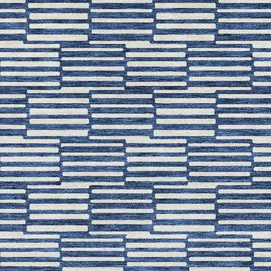 Navy Blue And Silver Abstract Geometric Washable Area Rug With UV Protection Photo 3