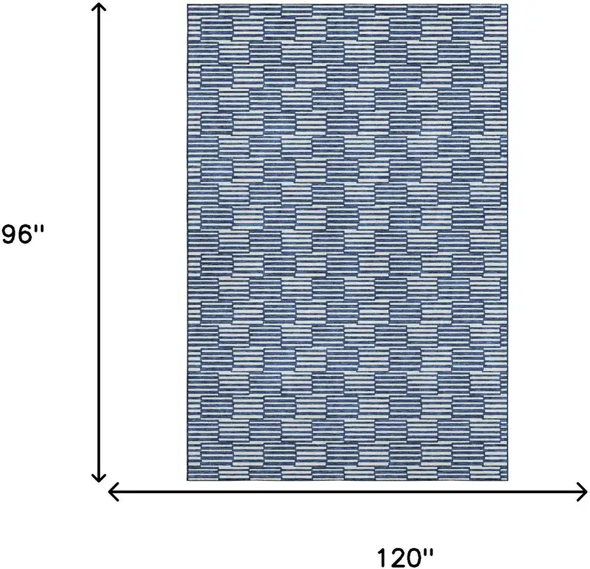 Navy Blue And Silver Abstract Geometric Washable Area Rug With UV Protection Photo 9