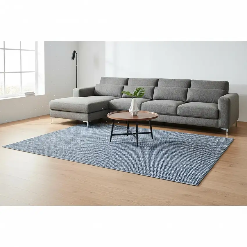 Navy Blue And Silver Abstract Geometric Washable Area Rug With UV Protection Photo 2