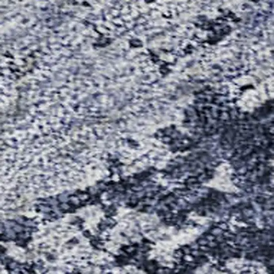Navy Blue And Silver Abstract Washable Area Rug With UV Protection Photo 2