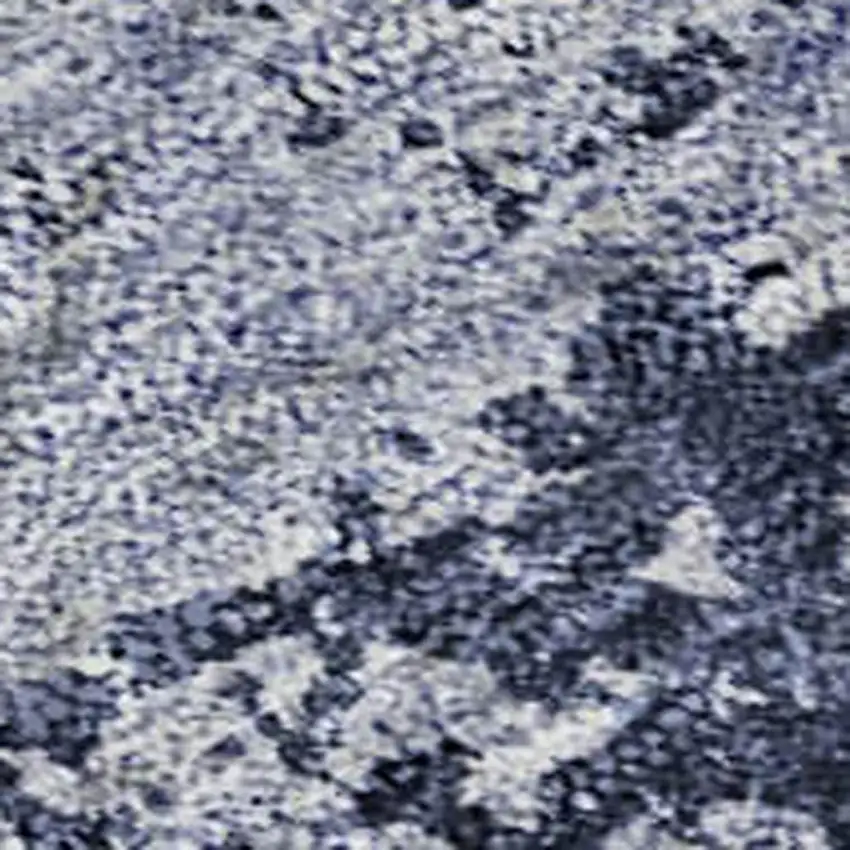 Navy Blue And Silver Abstract Washable Area Rug With UV Protection Photo 3