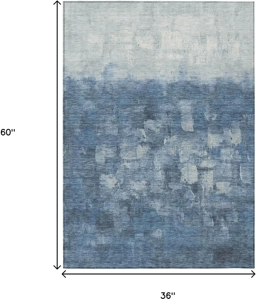 Navy Blue And Silver Abstract Washable Indoor Outdoor Area Rug Photo 3