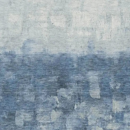 Navy Blue And Silver Abstract Washable Indoor Outdoor Area Rug Photo 4