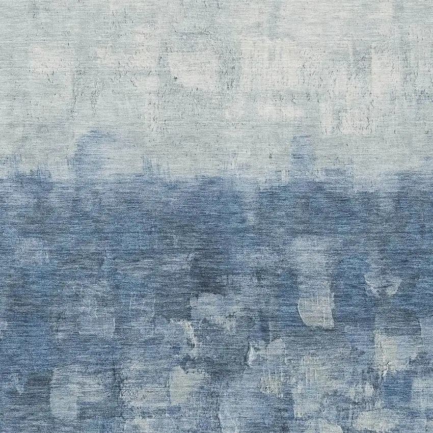 Navy Blue And Silver Abstract Washable Indoor Outdoor Area Rug Photo 4