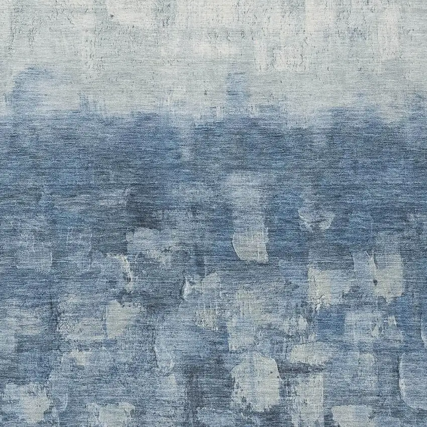 Navy Blue And Silver Abstract Washable Indoor Outdoor Area Rug Photo 4