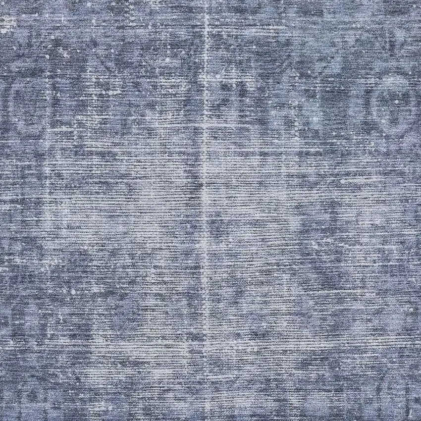 Navy Blue And Silver Oriental Washable Area Rug With UV Protection Photo 2