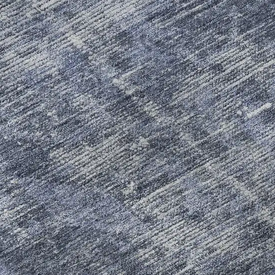 Navy Blue And Silver Oriental Washable Area Rug With UV Protection Photo 9