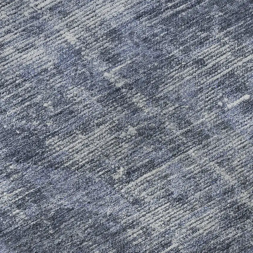 Navy Blue And Silver Oriental Washable Area Rug With UV Protection Photo 8