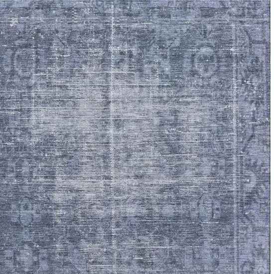 Navy Blue And Silver Oriental Washable Area Rug With UV Protection Photo 3