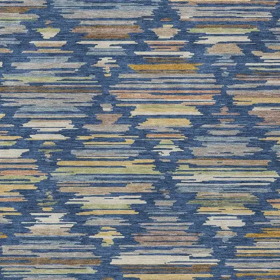 Navy Blue And Silver Southwestern Washable Indoor Outdoor Area Rug Photo 2