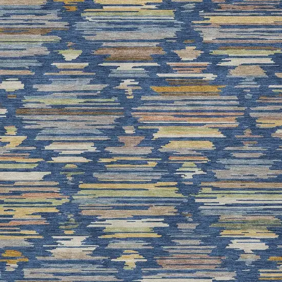 Navy Blue And Silver Southwestern Washable Indoor Outdoor Area Rug Photo 2