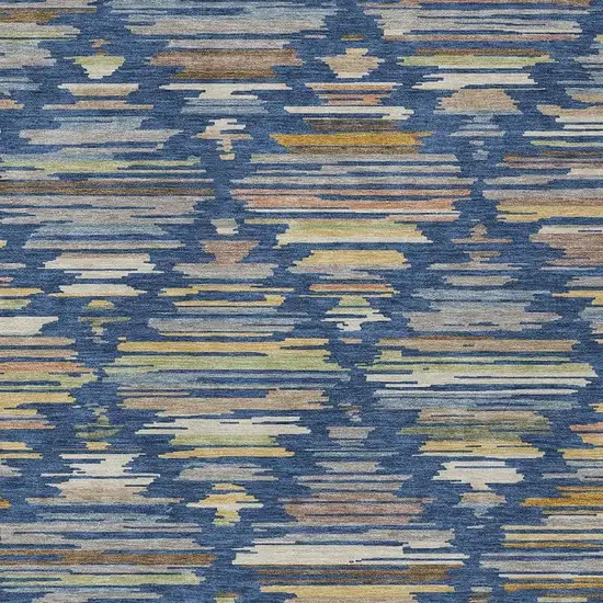 Navy Blue And Silver Southwestern Washable Indoor Outdoor Area Rug Photo 2