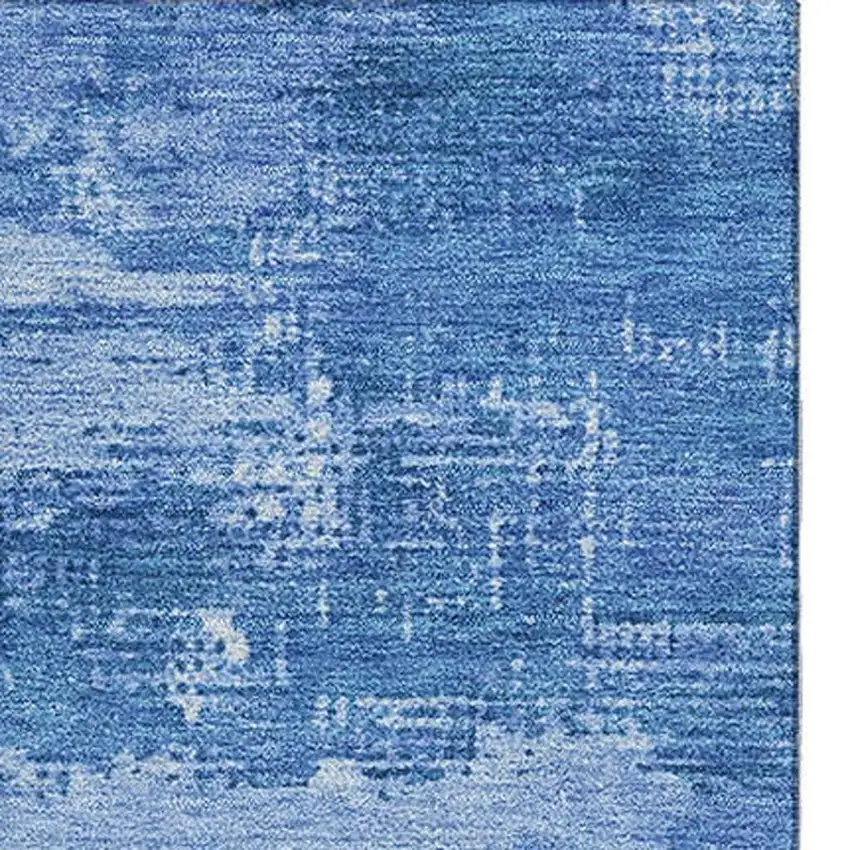 Navy Blue And Sky Blue Abstract Washable Area Rug With UV Protection Photo 3