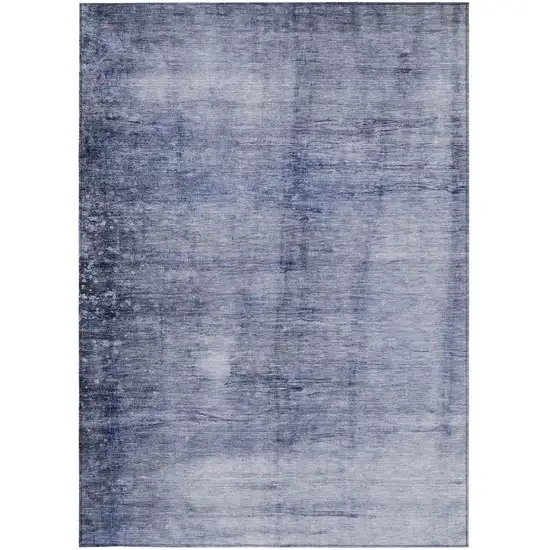 Navy Blue And Sky Blue Abstract Washable Indoor Outdoor Area Rug Photo 5