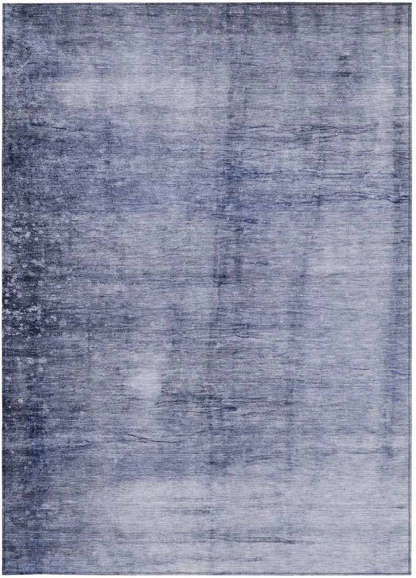 Navy Blue And Sky Blue Abstract Washable Indoor Outdoor Area Rug Photo 5