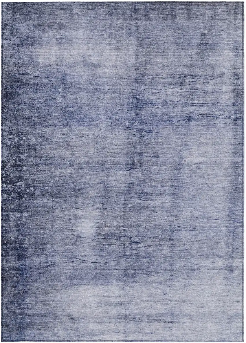 Navy Blue And Sky Blue Abstract Washable Indoor Outdoor Area Rug Photo 5