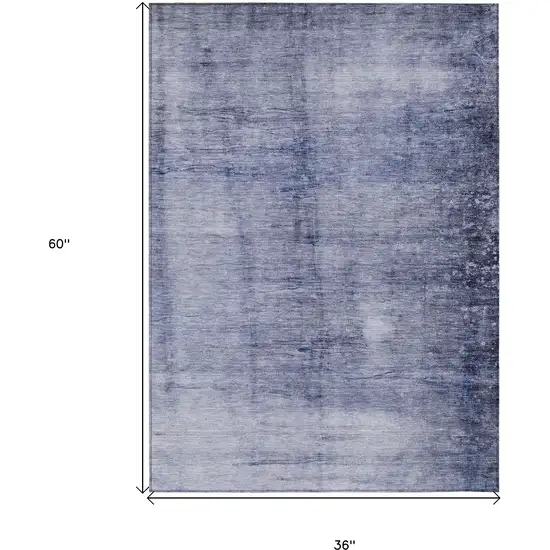 Navy Blue And Sky Blue Abstract Washable Indoor Outdoor Area Rug Photo 3