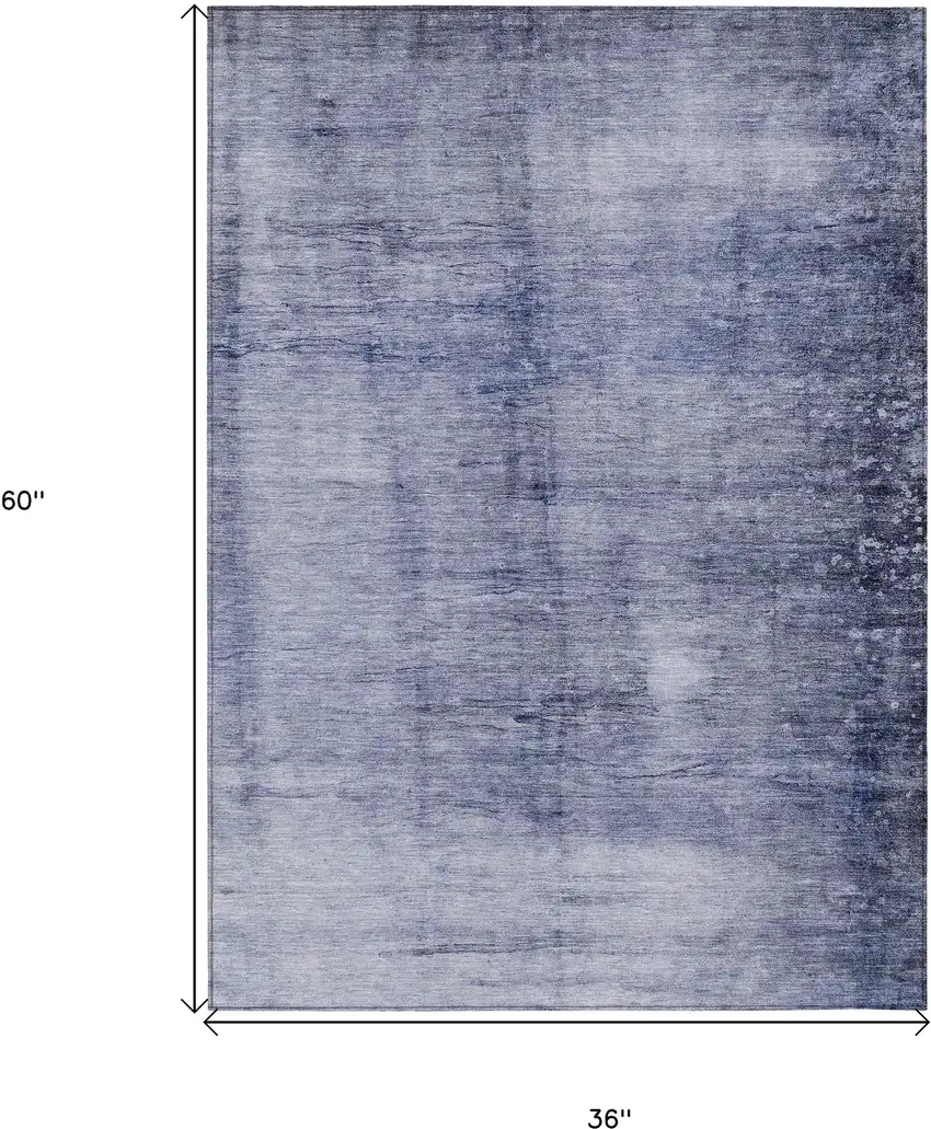 Navy Blue And Sky Blue Abstract Washable Indoor Outdoor Area Rug Photo 3