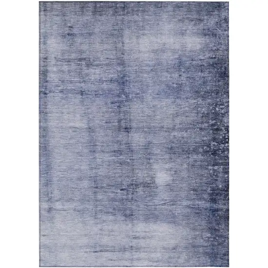 Navy Blue And Sky Blue Abstract Washable Indoor Outdoor Area Rug Photo 2