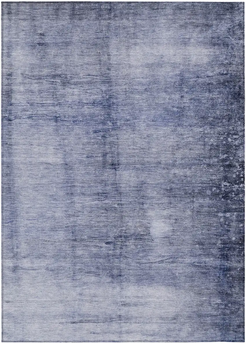Navy Blue And Sky Blue Abstract Washable Indoor Outdoor Area Rug Photo 2