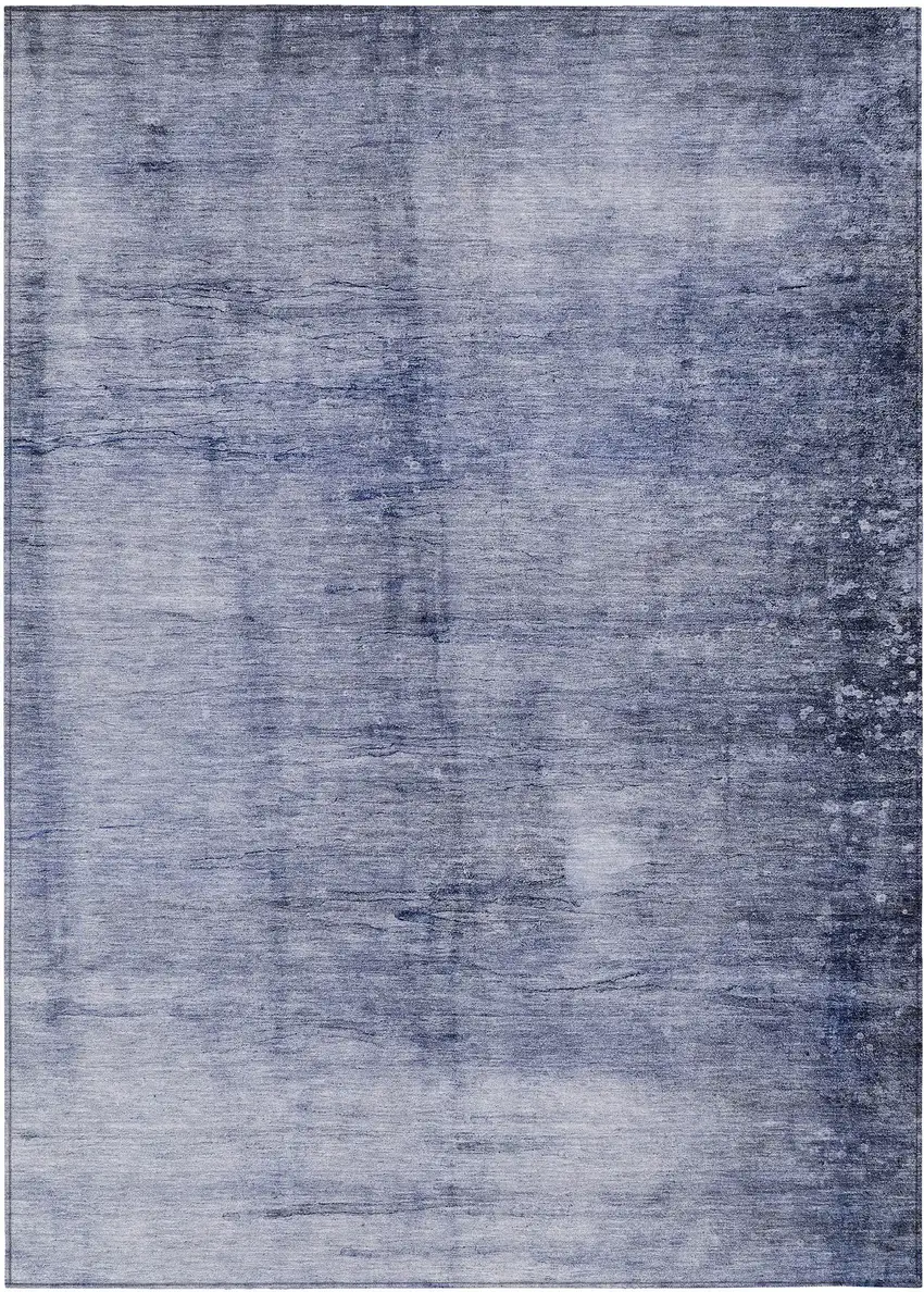 Navy Blue And Sky Blue Abstract Washable Indoor Outdoor Area Rug Photo 2