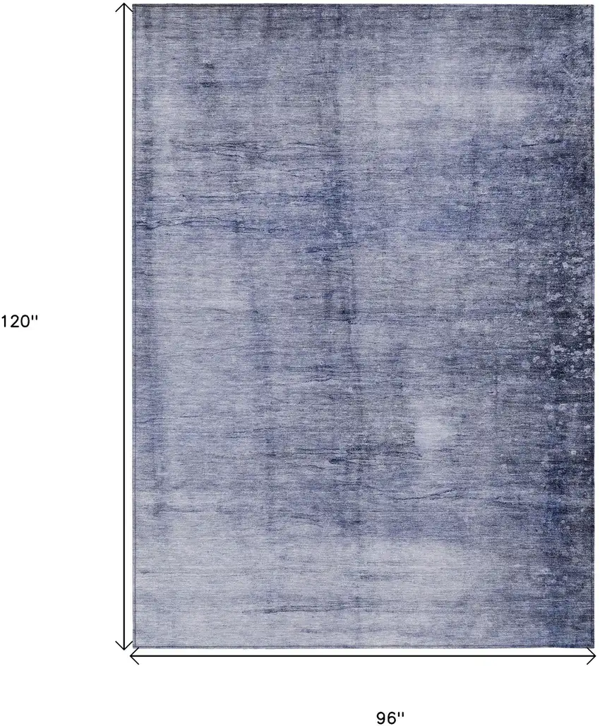 Navy Blue And Sky Blue Abstract Washable Indoor Outdoor Area Rug Photo 3