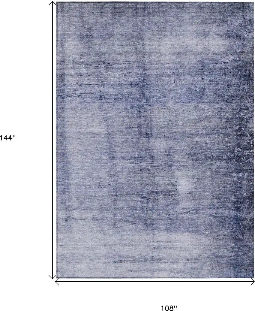 Navy Blue And Sky Blue Abstract Washable Indoor Outdoor Area Rug Photo 3