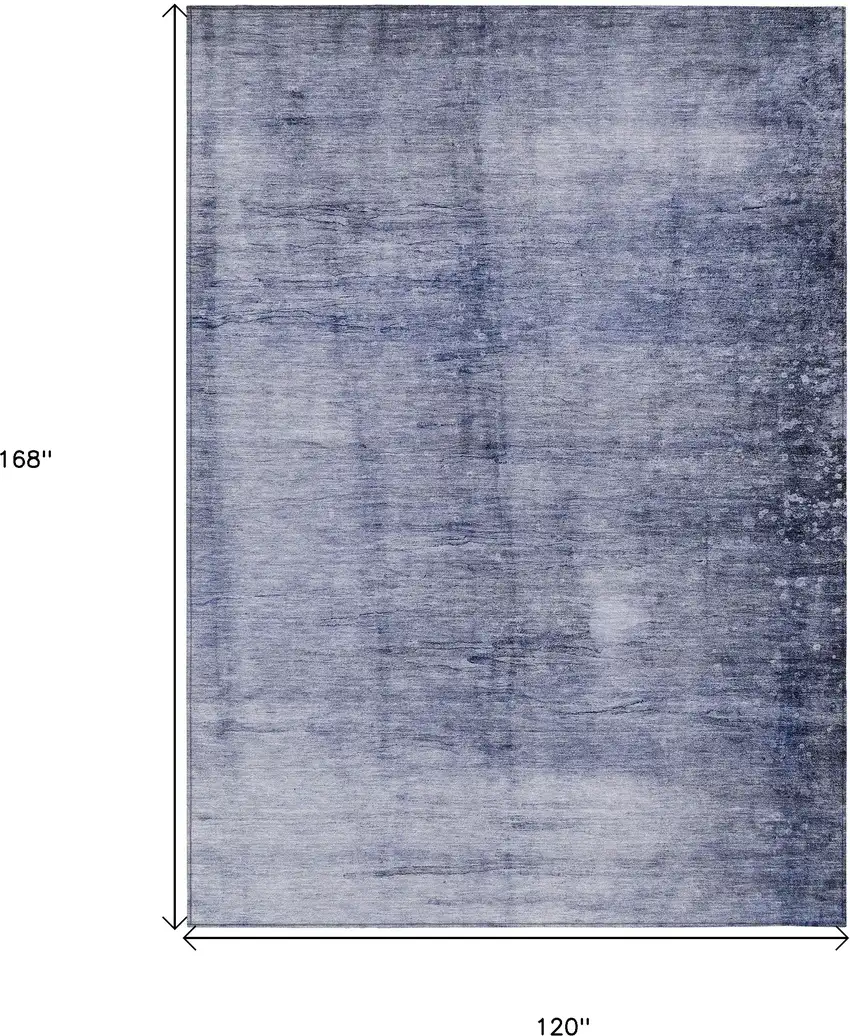 Navy Blue And Sky Blue Abstract Washable Indoor Outdoor Area Rug Photo 3