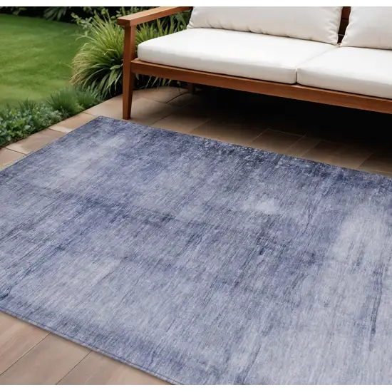 Navy Blue And Sky Blue Abstract Washable Indoor Outdoor Area Rug Photo 1