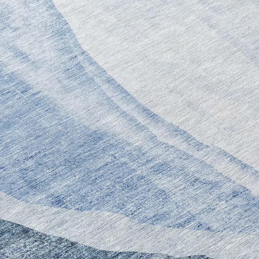 Navy Blue And Sky Blue Abstract Washable Indoor Outdoor Area Rug Photo 7
