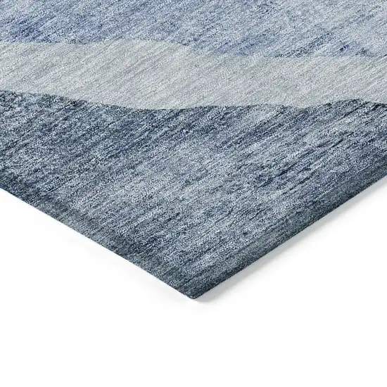 Navy Blue And Sky Blue Abstract Washable Indoor Outdoor Area Rug Photo 4