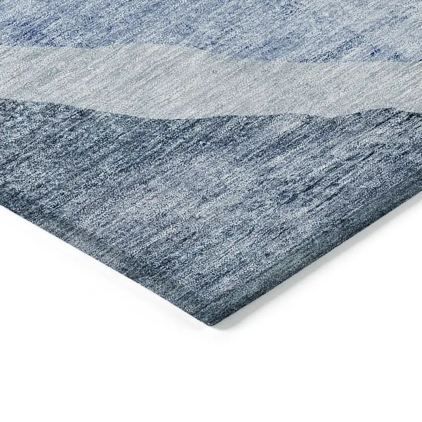 Navy Blue And Sky Blue Abstract Washable Indoor Outdoor Area Rug Photo 4