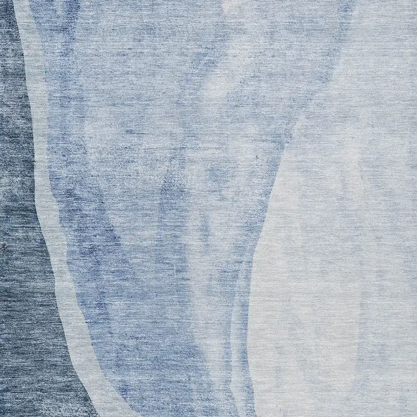Navy Blue And Sky Blue Abstract Washable Indoor Outdoor Area Rug Photo 6