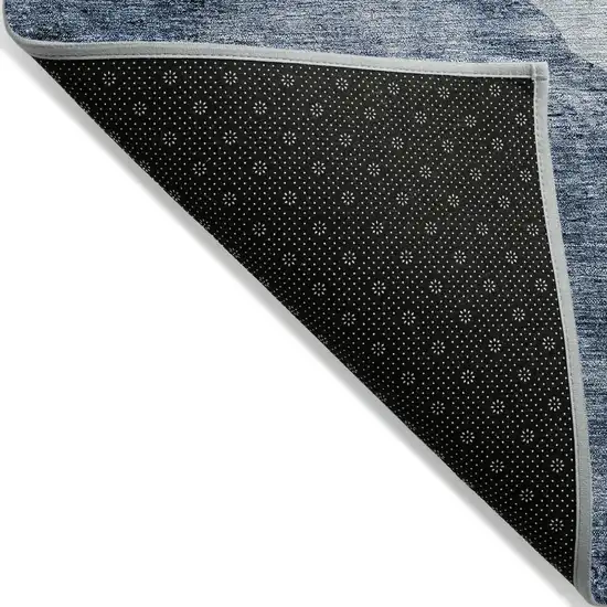 Navy Blue And Sky Blue Abstract Washable Indoor Outdoor Area Rug Photo 4