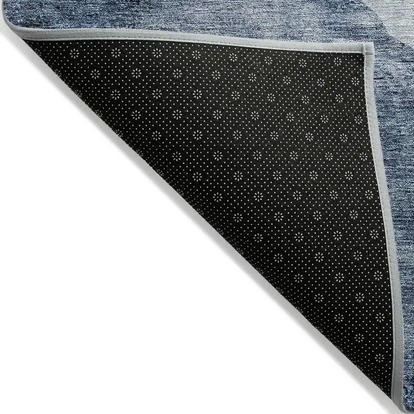 Navy Blue And Sky Blue Abstract Washable Indoor Outdoor Area Rug Photo 4