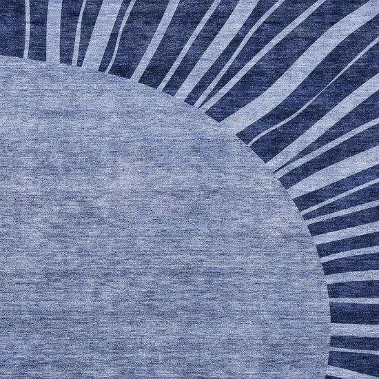 Navy Blue And Sky Blue Abstract Washable Indoor Outdoor Area Rug Photo 5