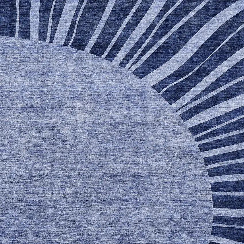 Navy Blue And Sky Blue Abstract Washable Indoor Outdoor Area Rug Photo 5