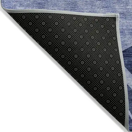 Navy Blue And Sky Blue Abstract Washable Indoor Outdoor Area Rug Photo 4