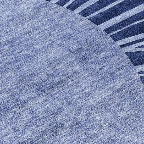Navy Blue And Sky Blue Abstract Washable Indoor Outdoor Area Rug Photo 8