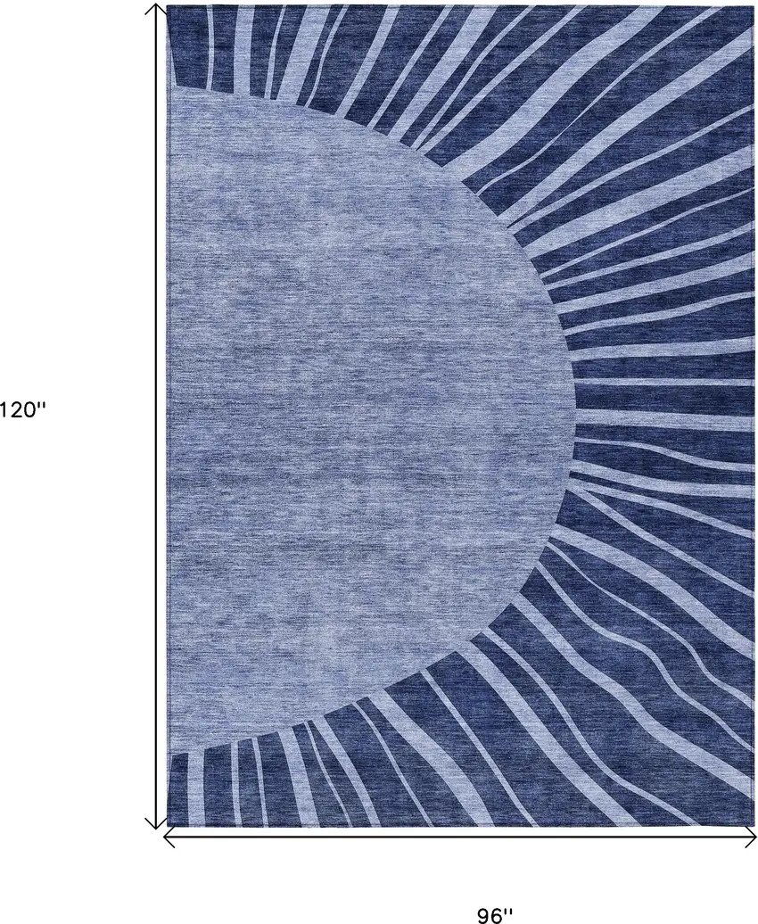 Navy Blue And Sky Blue Abstract Washable Indoor Outdoor Area Rug Photo 3