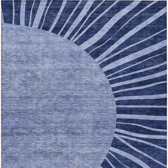 Navy Blue And Sky Blue Abstract Washable Indoor Outdoor Area Rug Photo 6