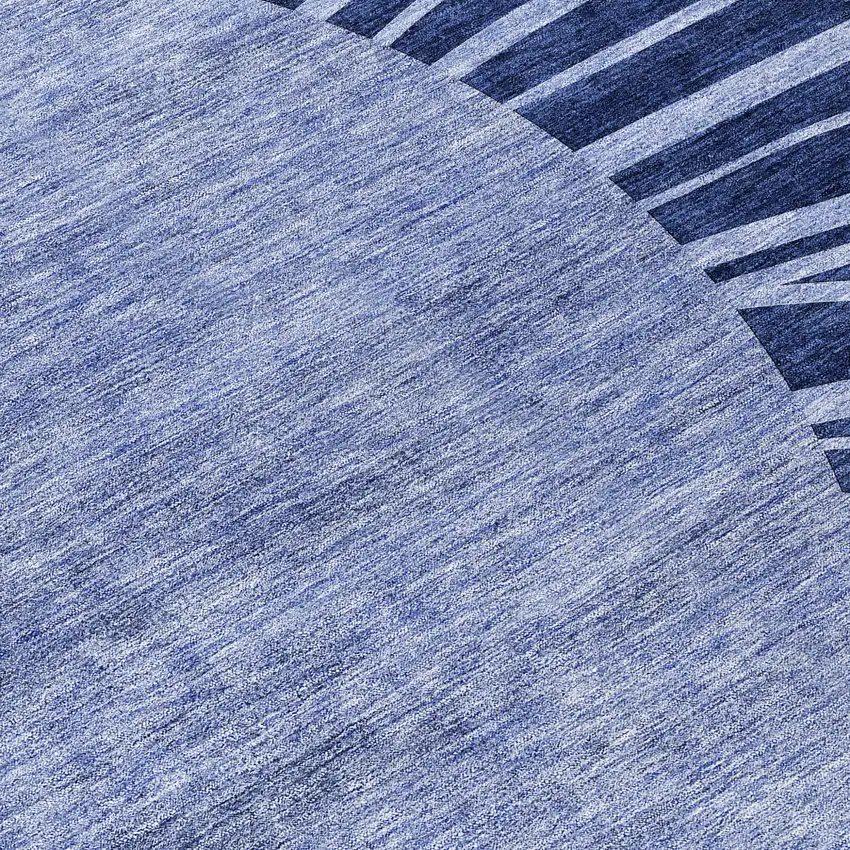 Navy Blue And Sky Blue Abstract Washable Indoor Outdoor Area Rug Photo 8