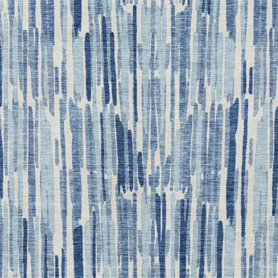 Navy Blue And Sky Blue Abstract Washable Indoor Outdoor Area Rug Photo 4